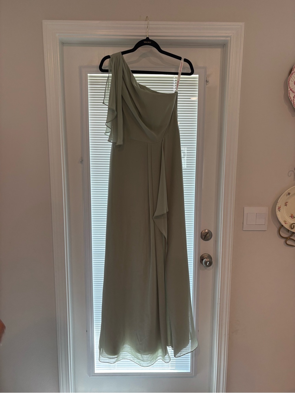 JJs House One-Shoulder Sage Green Formal Gown